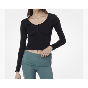 Free people $68 Women's  Movement Bail Out Long Sleeve Layer Black Top XS/Small